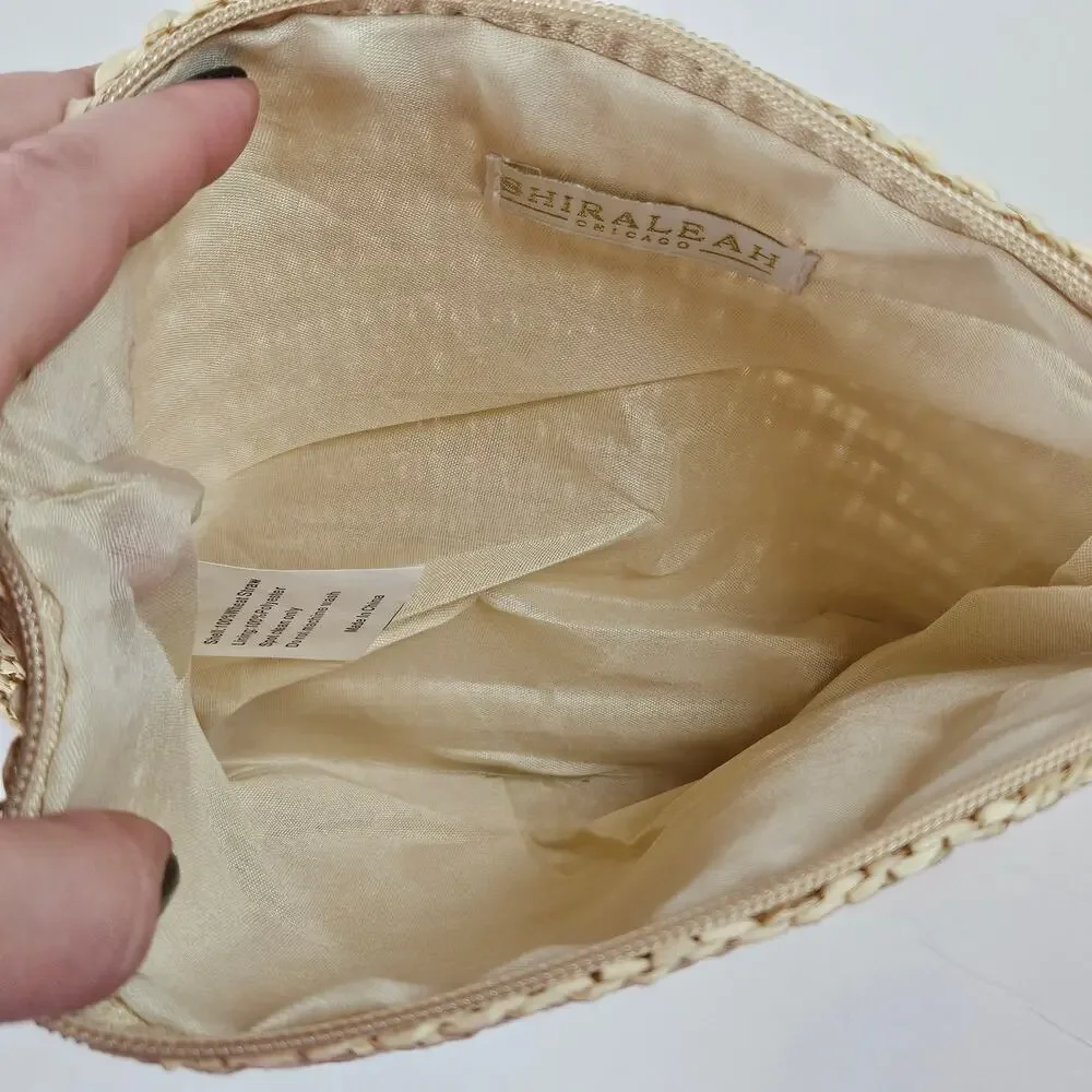 Shiraleah Chicago Keira Zip Pouch Beige Tan‎ Raffia